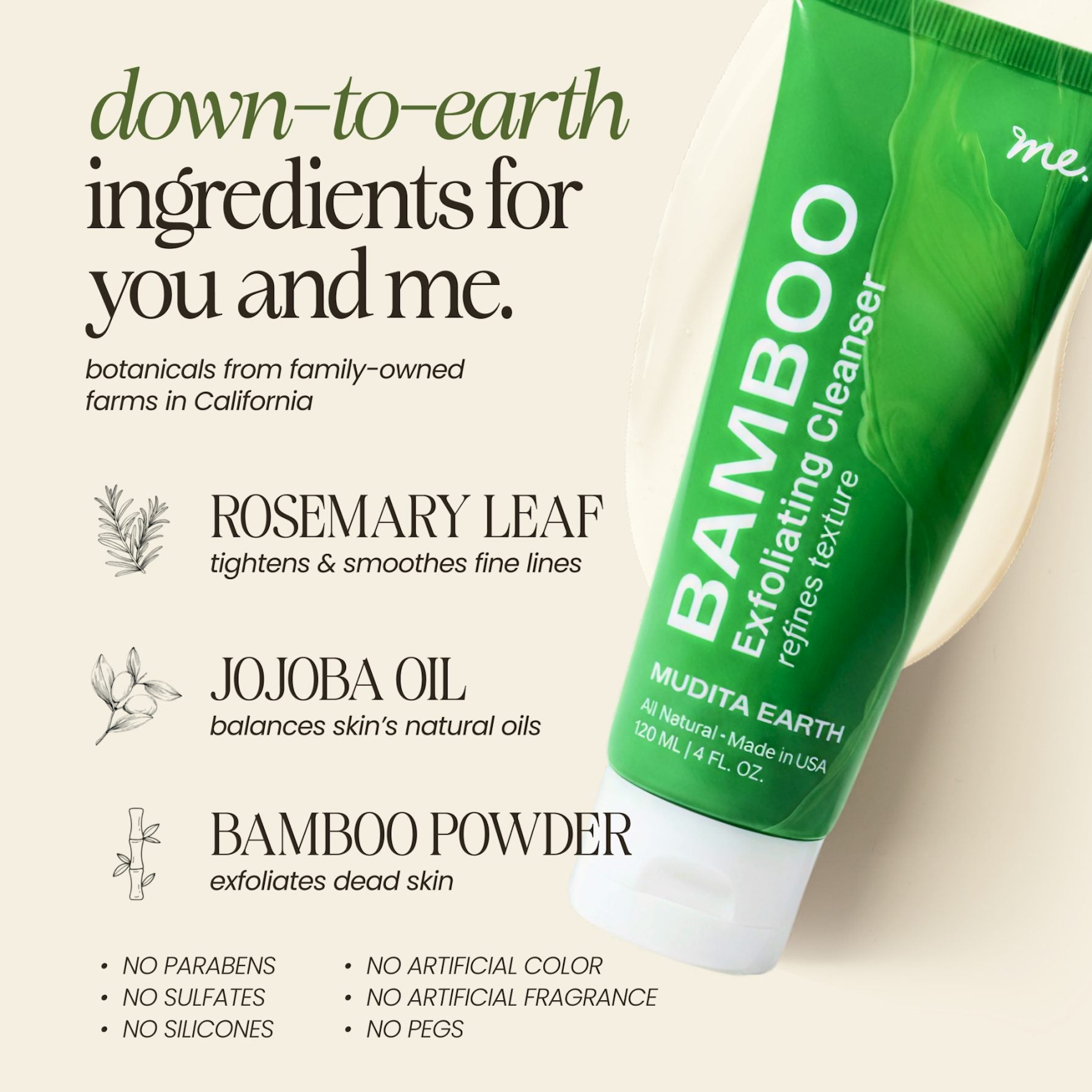 Bamboo Microdermabrasion Exfoliating Cleanser – Mudita Earth